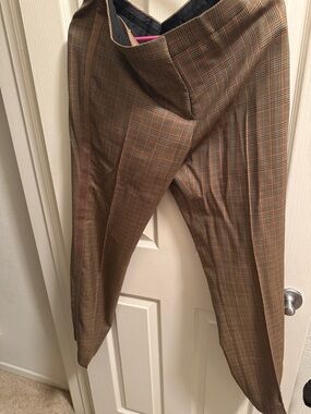 Burberry Brown Plaid Cropped Dress Pants
